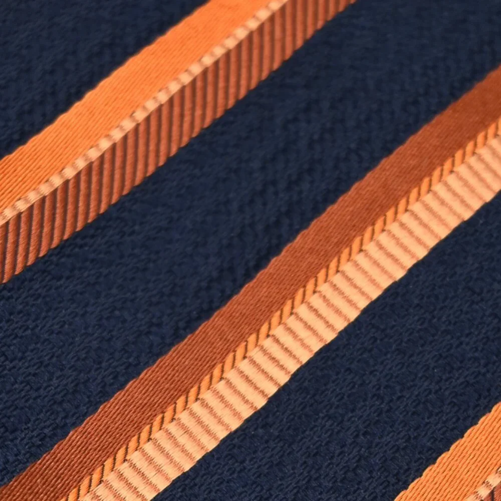 Canali Navy and Orange Striped Silk Tie